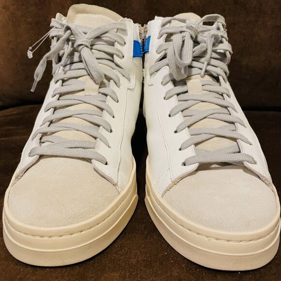 P448 Skate High Top Sneaker White Leather Buff Suede Blue Trim 42 9-9.5 Mens main image 4